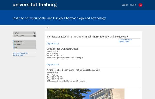 Vorschau von www.pharmakologie.uni-freiburg.de, Freiburg - Pharmakologie und Toxikologie