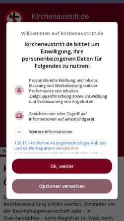 Vorschau der mobilen Webseite www.kirchenaustritt.de, Kirchaustritt in Österreich