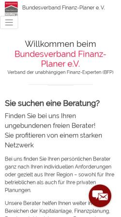 Vorschau der mobilen Webseite www.bundesverband-finanzplaner.de, Bundesverband Finanz-Planer e.V. - Verband der unabhängigen Finanz-Experten (BFP)