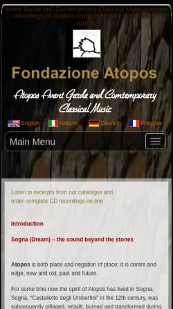 Vorschau der mobilen Webseite www.atoposmusic.com, Fondazione Atopos