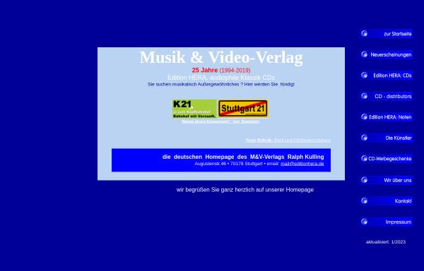 Vorschau von www.editionhera.de, Musik- und Videoverlag Ralph Kulling