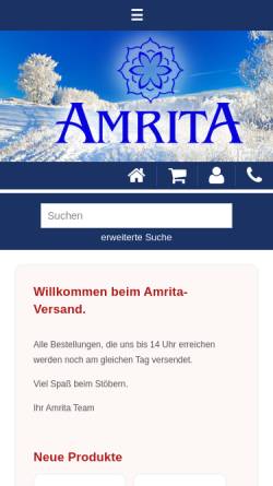 Vorschau der mobilen Webseite amrita.de, Amrita GmbH