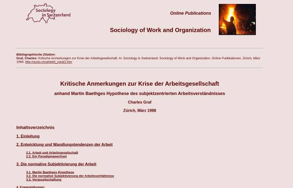 Vorschau von socio.ch, Kritische Anmerkungen zur Krise der Arbeitsgesellschaft