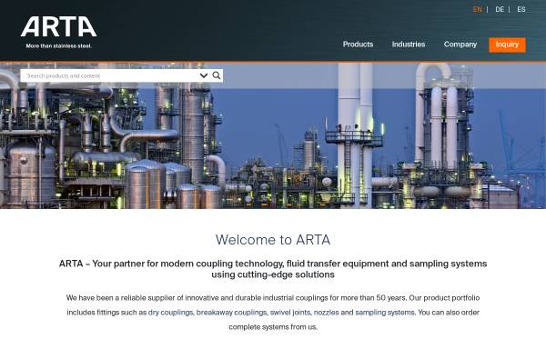Vorschau von www.arta.com, ARTA Armaturen- und Tankgerätebau GmbH & Co. KG