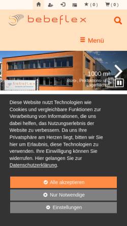 Vorschau der mobilen Webseite www.bebeflex.at, Bebeflex Großhandelsgesellschaft mbH