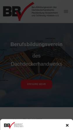 Vorschau der mobilen Webseite www.dachdeckerbbv.de, Berufsbildungsverein des Dachdeckerhandwerks Mecklenburg-Vorpommern und Schleswig-Holstein e.V.