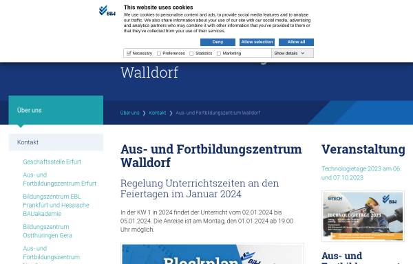 Vorschau von www.bauma-walldorf.de, Bildungswerk Bau Hessen-Thüringen e.V. - Aus- und Fortbildungszentrum Walldorf [AFZ]