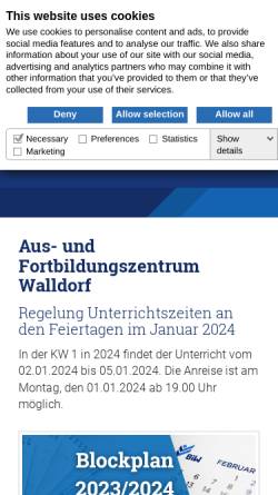 Vorschau der mobilen Webseite www.bauma-walldorf.de, Bildungswerk Bau Hessen-Thüringen e.V. - Aus- und Fortbildungszentrum Walldorf [AFZ]