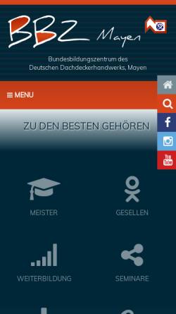 Vorschau der mobilen Webseite www.bbz-dachdecker.de, Bundesbildungszentrum des Deutschen Dachdeckerhandwerks e.V. [BBZ]