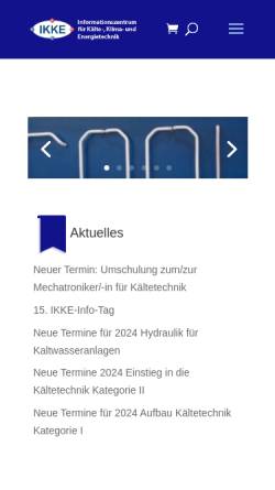 Vorschau der mobilen Webseite www.i-k-k-e.com, IKKE Informationszentrum für Kälte-, Klima- und Energietechnik gGmbH