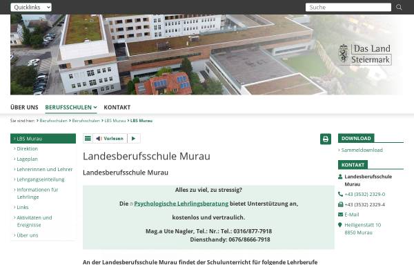 Vorschau von www.verwaltung.steiermark.at, Landesberufsschule Murau - Schule für Bauhandwerk und Weiterbildung