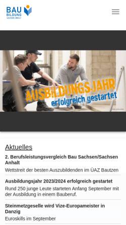 Vorschau der mobilen Webseite www.bauausbildung.de, Verein zur Berufsförderung der Bauindustrie in Sachsen-Anhalt e.V.