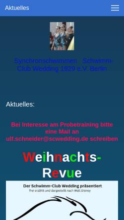Vorschau der mobilen Webseite www.synchronschwimmen-berlin.de, Synchronschwimmen Berlin
