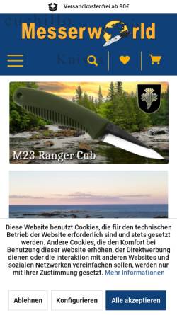 Vorschau der mobilen Webseite www.messerworld.de, Messerworld Winfried Diessner