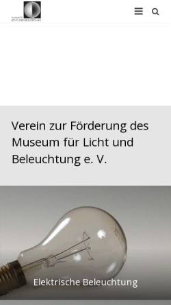 Vorschau der mobilen Webseite www.licht-museum.de, Arnsberg, Museum für Licht und Beleuchtung