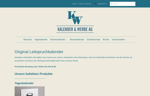 Vorschau von www.kalender-werbe.ch, Kalender + Werbe AG