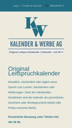 Vorschau der mobilen Webseite www.kalender-werbe.ch, Kalender + Werbe AG