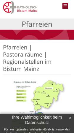 Vorschau der mobilen Webseite www.bistummainz.de, Katholische Jugend Hechtsheim