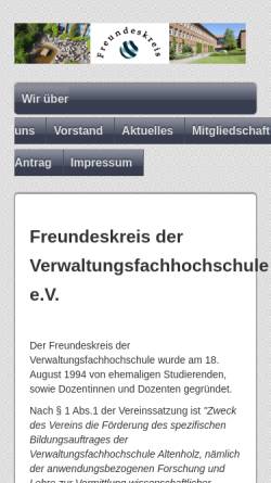 Vorschau der mobilen Webseite www.freundeskreis-vfh.de, Freundeskreis der Verwaltungsfachhochschule Altenholz e.V.