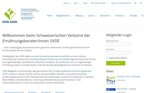 Vorschau von www.svde-asdd.ch, SVDE ASDD