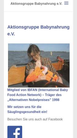 Vorschau der mobilen Webseite www.babynahrung.org, Aktionsgruppe Babynahrung e.V.