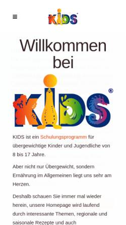 Vorschau der mobilen Webseite www.kids-ernaehrung.de, KIDS Schulungsprogramm