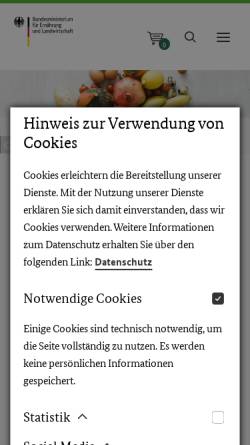Vorschau der mobilen Webseite www.bmelv.de, BMELV: Lebensmittelsicherheit