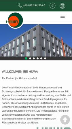 Vorschau der mobilen Webseite www.huewa.de, Hüwa GmbH