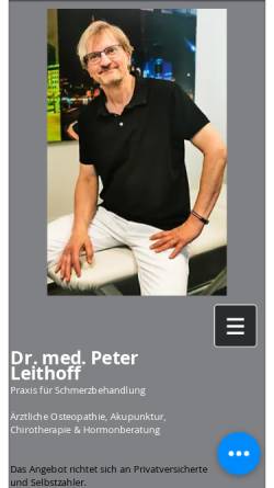 Vorschau der mobilen Webseite www.schmerzbehandlung-leithoff.de, Praxis für Schmerzbehandlung Dr. med. Peter Leithoff