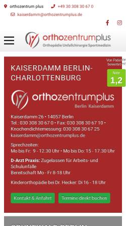 Vorschau der mobilen Webseite orthozentrumplus.de, Dres. med. Matthias Lutze