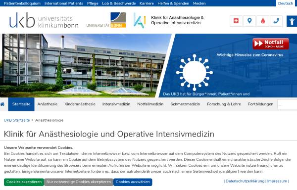 Vorschau von www.kai.uni-bonn.de, Schmerzambulanz der Uni Bonn