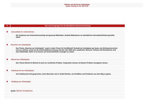 Vorschau von www.soliserv.de, Alkohol und Sucht am Arbeitsplatz