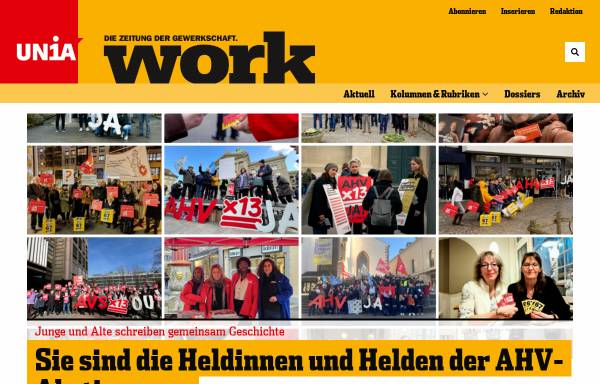 Vorschau von www.workzeitung.ch, Work - Die Zeitung zur Arbeit