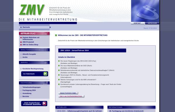 Vorschau von www.zmv-online.de, ZMV - Die Mitarbeitervertretung