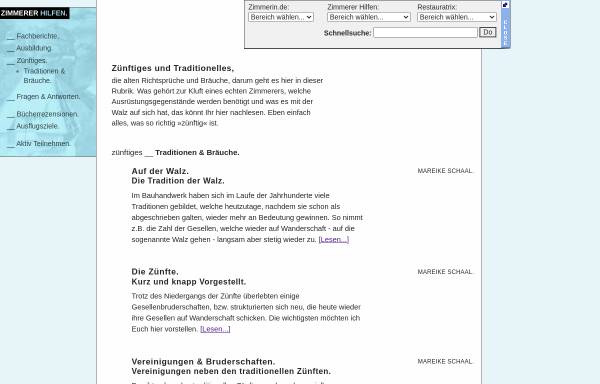 Vorschau von www.zimmerin.de, ZiHi - Die Zimmererseiten Hildesheim