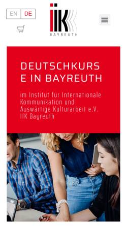 Vorschau der mobilen Webseite www.iik-bayreuth.de, Institut für internationale Kommunikation