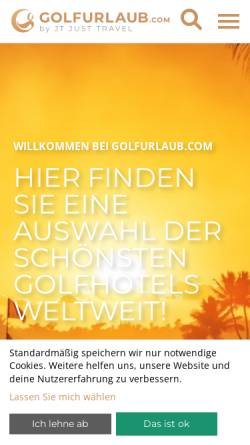 Vorschau der mobilen Webseite www.golfurlaub.com, Golfurlaub.com - RCO GmbH