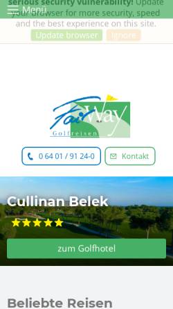 Vorschau der mobilen Webseite www.fairway-golfreisen.de, Reisebüro Hofmann - Fairway Golfreisen