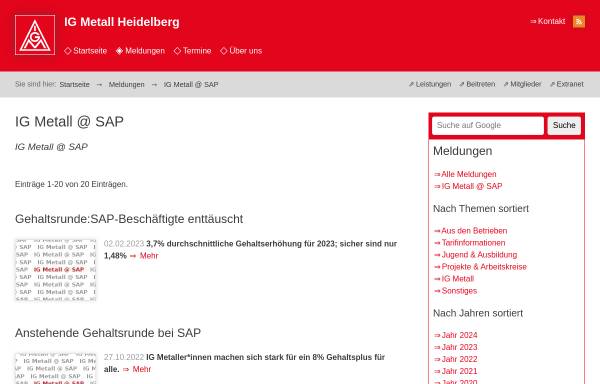 Vorschau von www.sap.igm.de, IG Metallerinnen und Metaller bei SAP