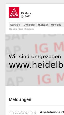 Vorschau der mobilen Webseite www.sap.igm.de, IG Metallerinnen und Metaller bei SAP