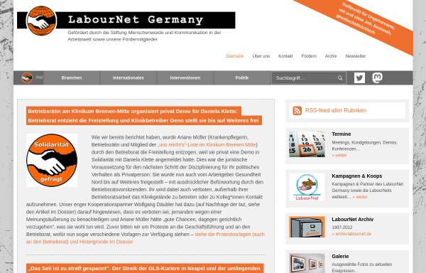 Vorschau von www.labournet.de, labournet.de e.V. - Netzwerk für Bildung und Kommunikation in Betrieb & Gesellschaft