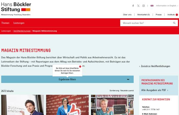 Vorschau von www.die-mitbestimmung.de, Die Mitbestimmung online