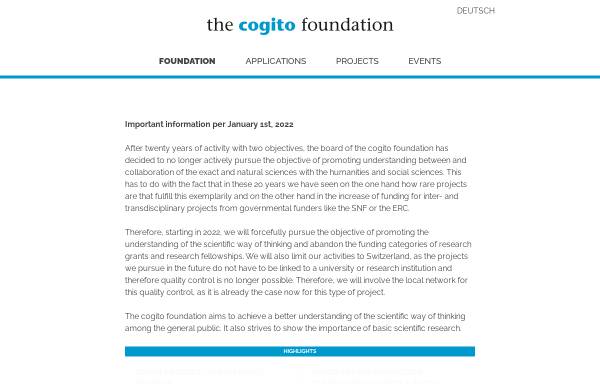 Vorschau von www.cogitofoundation.ch, Cogito Foundation