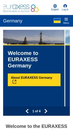 Vorschau der mobilen Webseite www.euraxess.de, Euraxess Deutschland
