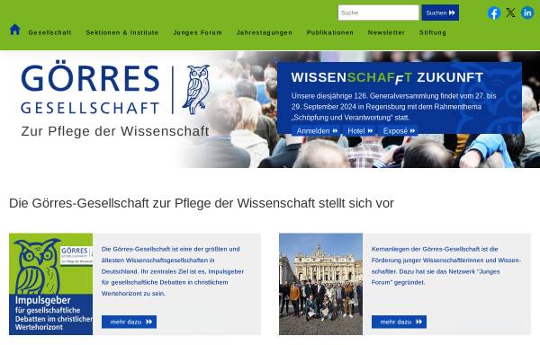 Vorschau von www.goerres-gesellschaft.de, Görres-Gesellschaft zur Pflege der Wissenschaft