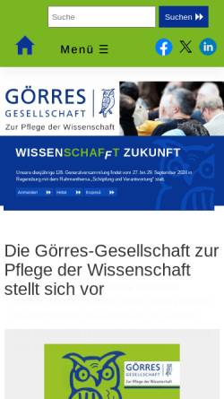 Vorschau der mobilen Webseite www.goerres-gesellschaft.de, Görres-Gesellschaft zur Pflege der Wissenschaft