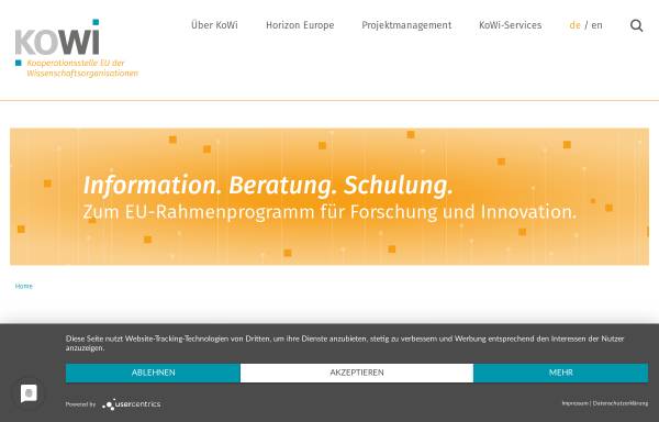 Vorschau von www.kowi.de, KoWi Koordinierungsstelle EG der Wissenschaftsorganisationen