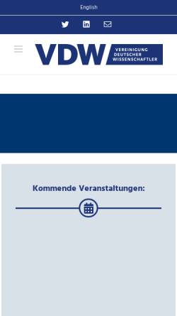 Vorschau der mobilen Webseite www.vdw-ev.de, Vereinigung Deutscher Wissenschaftler (VDW)