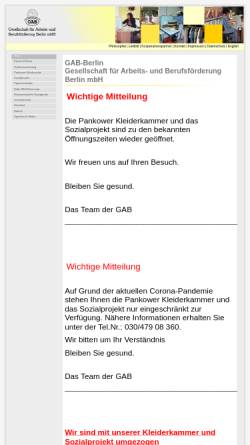 Vorschau der mobilen Webseite www.gab-berlin.de, GAB-Berlin GmbH