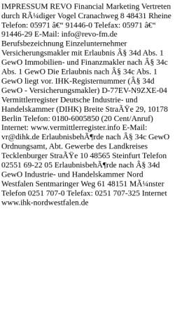 Vorschau der mobilen Webseite www.revo-fm.de, REVO Financial Marketing, Inh. Burkhard Remke und Rüdiger Vogel